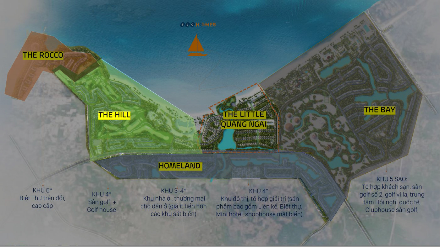 Vị trí phân khu Home Land nằm ở sát phía trong của dự án FLC Quảng Ngãi